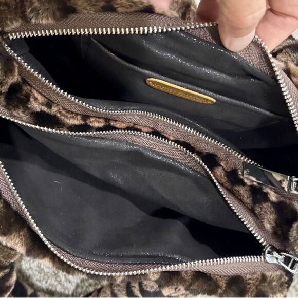 Checkerboard Real Shearling Leather Handmade Double Zip Boston Bag/Crossbody - Picture 14 of 14